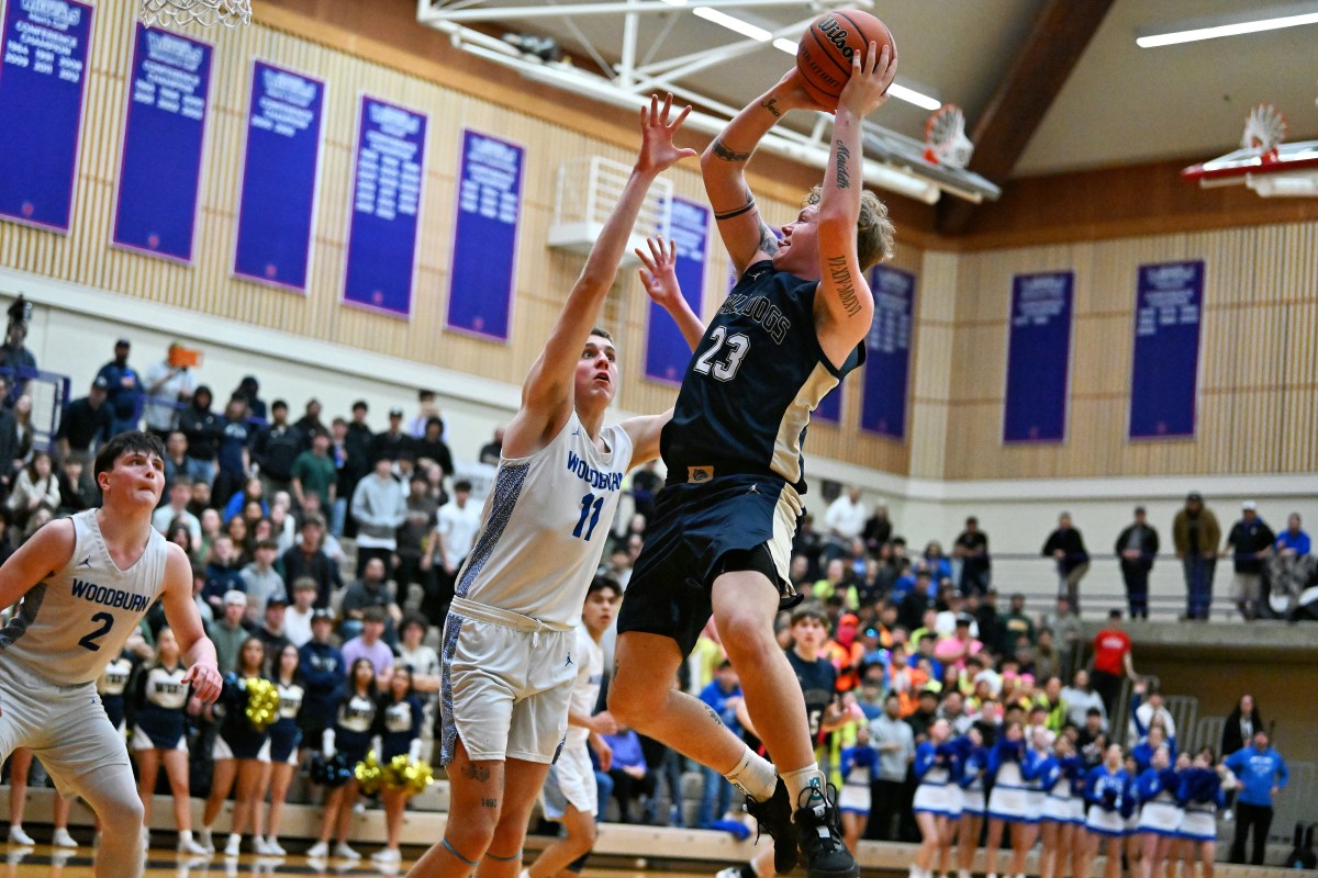 a Woodburn West Albany 5A Oregon boys basketball quarterfinal 2024 Leon Neuschwander 52